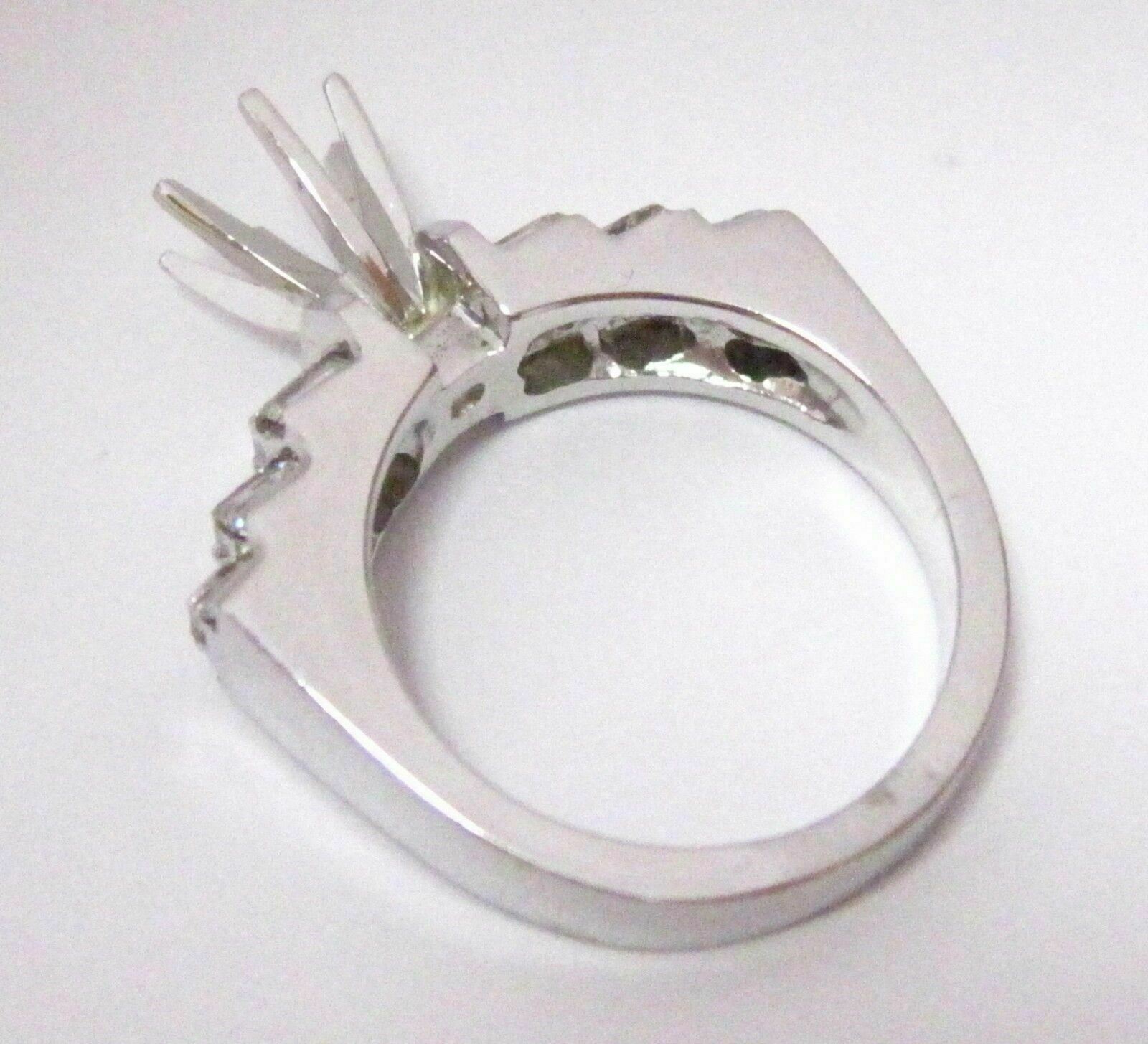 1.10 TCW 6 Prongs Semi-Mounting Round Diamond Ring Wedding Set 14k White Gold
