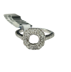 4 Prong Semi-Mounting Halo Diamond Ring 14kt White Gold
