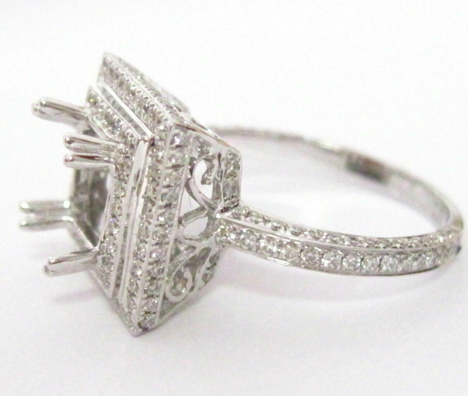 4 Prongs Semi-Mounting for PRINCESS or CUSHION Diamond Engagement Ring 18k W/G