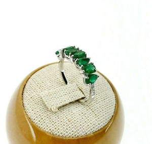 Fine 1.42 Carats t.w. Diamond and Emerald Anniversary Ring May Birthstone 14K