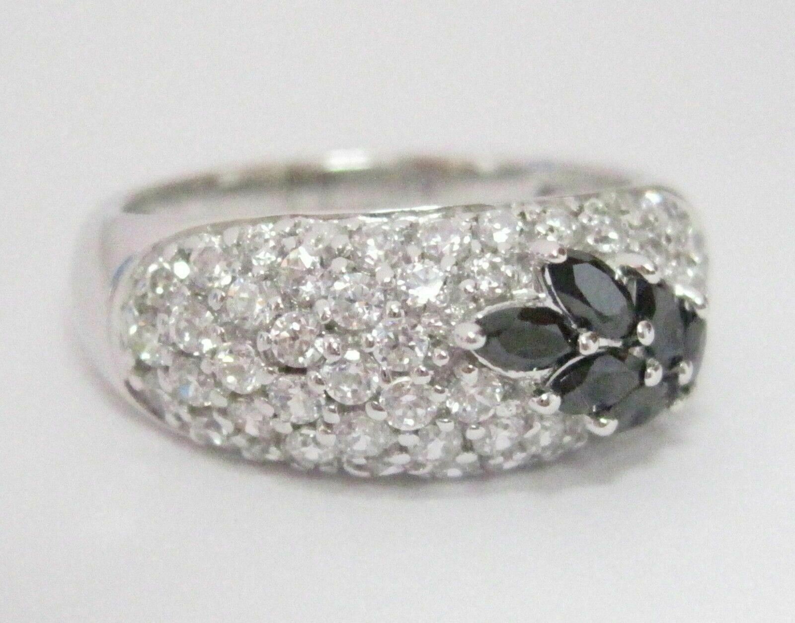 3.02 TCW Natural Black Diamond Anniversary Ring Size 8 14k White Gold