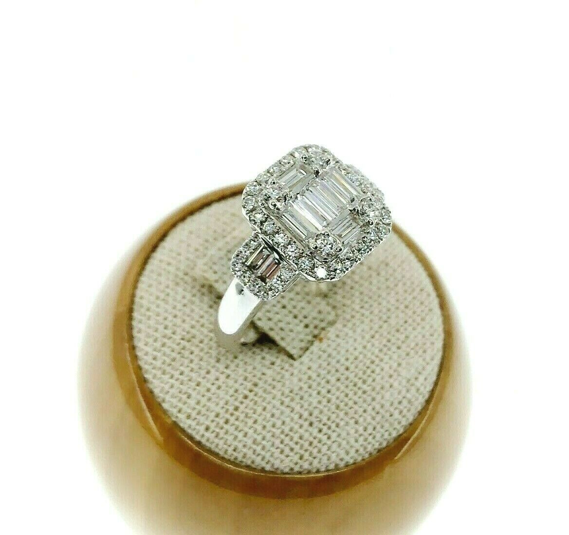1.23 Carats Diamond Wedding Anniversary Ring Invisible Set Halo Center 18K