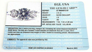 $15,100 Retail 2.46 Carats EGLUSA Round Diamond 3 Stone Engagement Ring