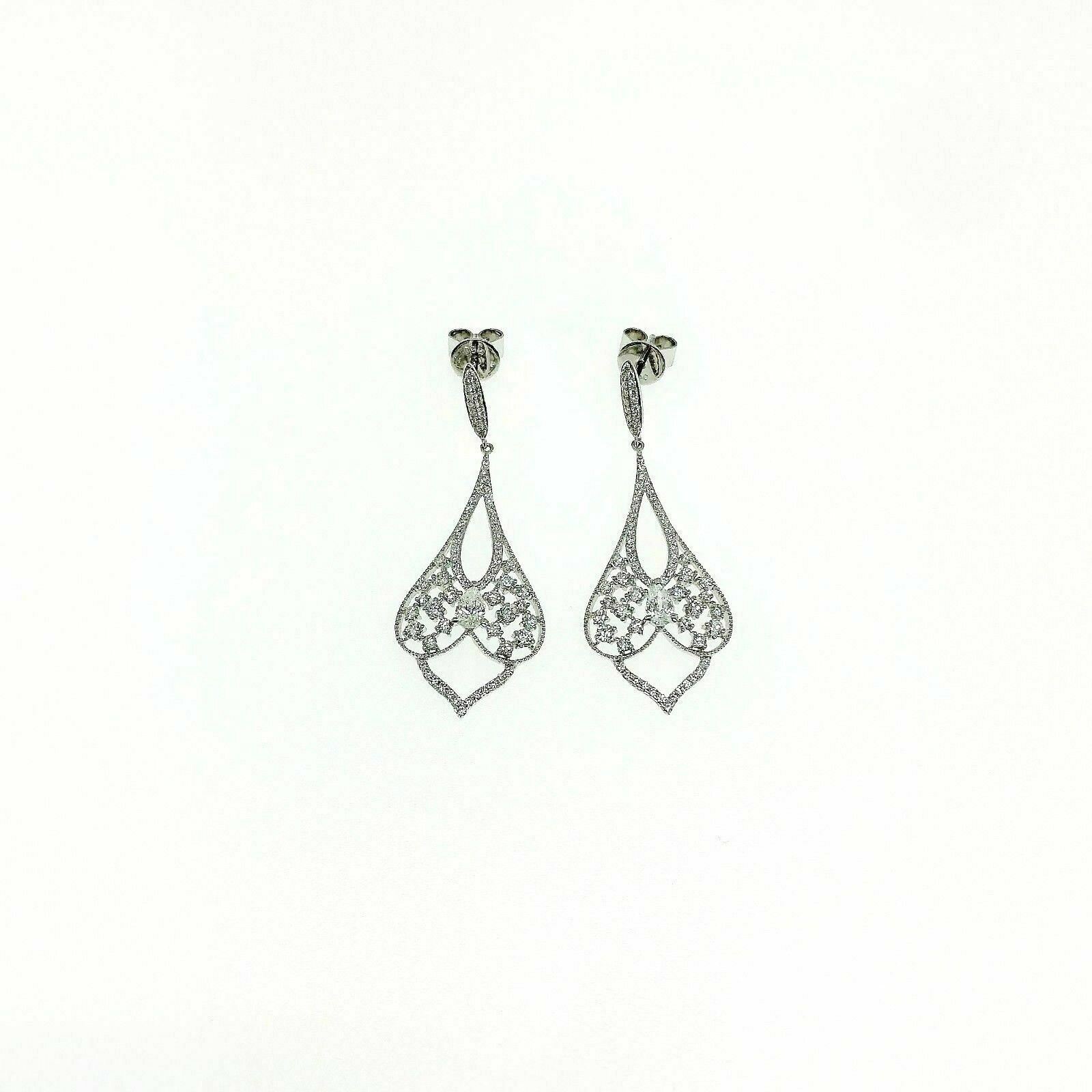1.53 Carats t.w. Diamond Chandelier Dangle Earrings 18 Karat White Gold