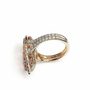 9.93 Carats t.w. Diamond and Morganite Split Halo Ring 18K Rose Gold Brand New