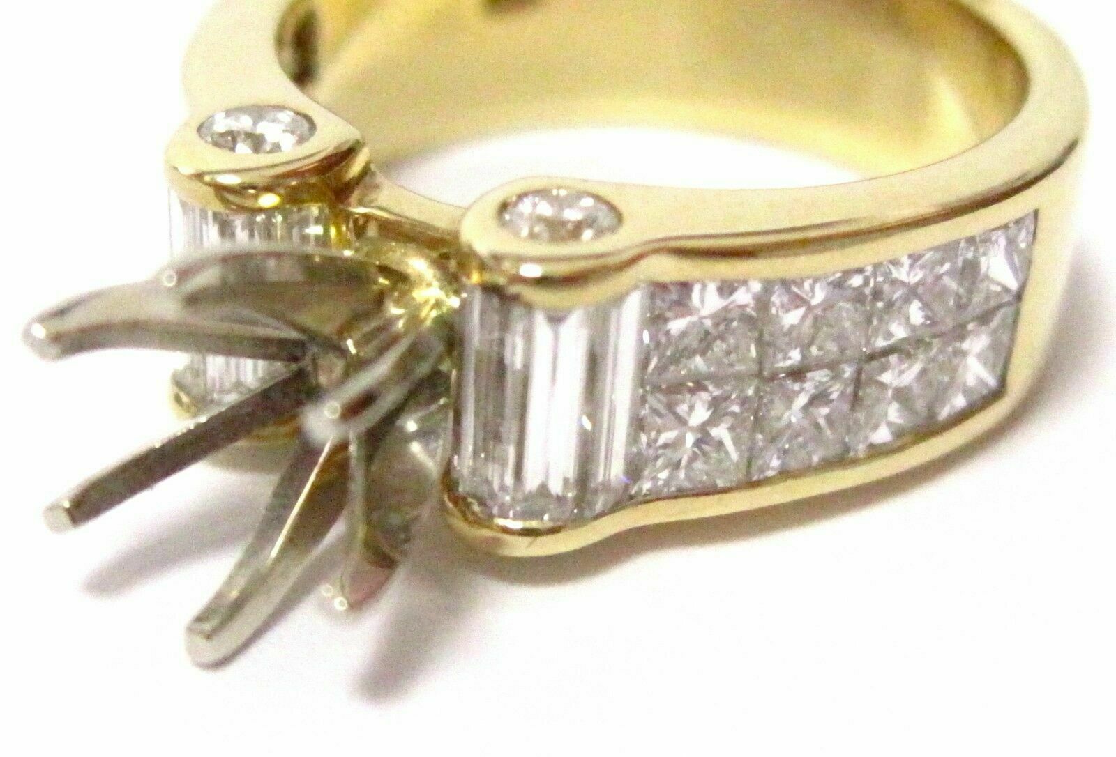 3.15 TCW 6 Prongs Semi-Mounting for Round Cut Diamond Bridal Ring 18kt Y/G