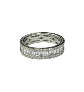 Baguette Eternity Diamond Ring White Gold 18kt Size 6.5