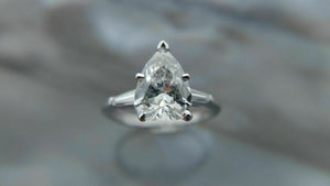 1.75CT GIA Certified F/SI2 PEAR SHAPE Diamond PLATINUM Engagement Ring