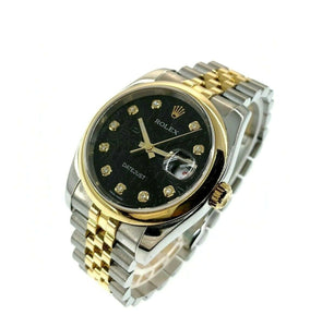 Rolex 36mm Datejust Factory Diamond Dial 18K Yellow Gold Stainless Watch 116203