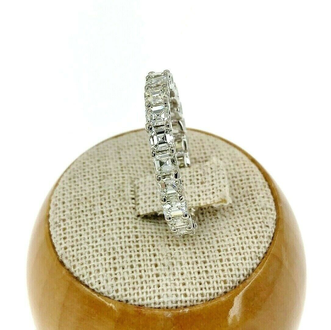 3.08 Carats Asscher Cut Diamond Eternity Band Ring H VS1 Diamonds 14K White Gold