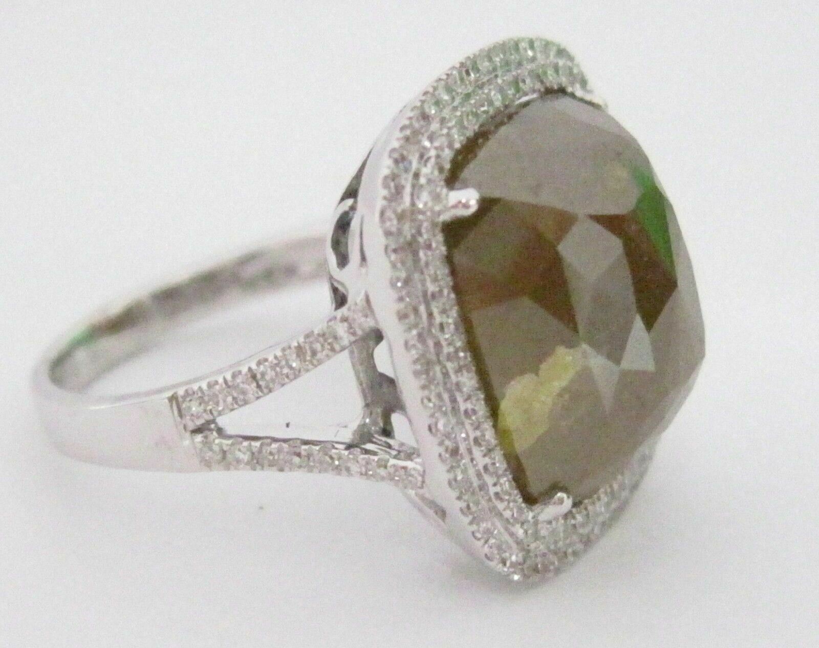 7.83 TCW Natural Solitaire Cushion Facet Colored Diamond Ring 14k W/G Size 6.5