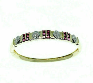 1.32 Carats t.w. 14K Yellow Gold Diamond and Ruby Bangle Bracelet