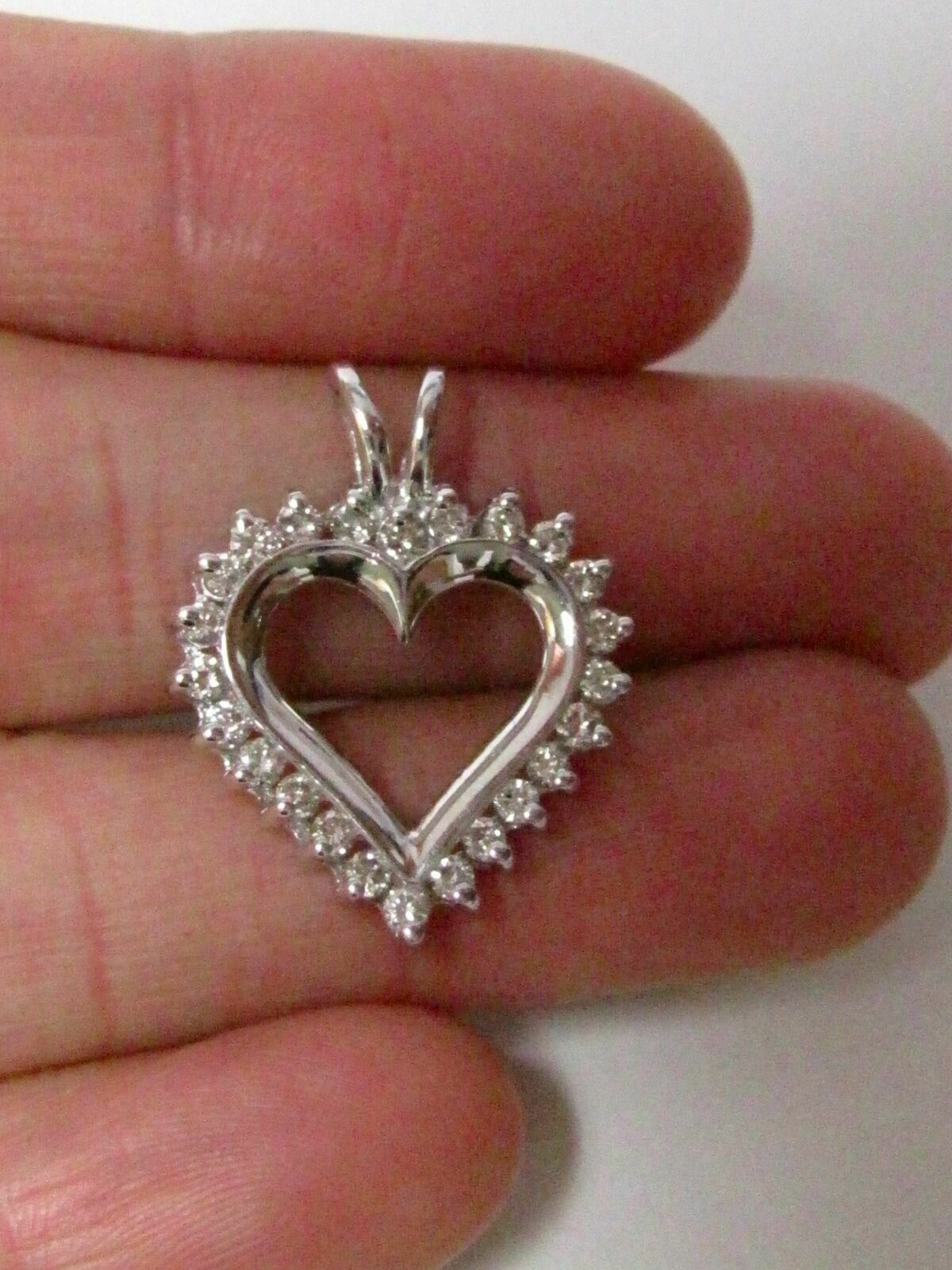 .55 TCW Natural Round Brilliant Diamond Heart Shape Pendant G VS2 14k White Gold