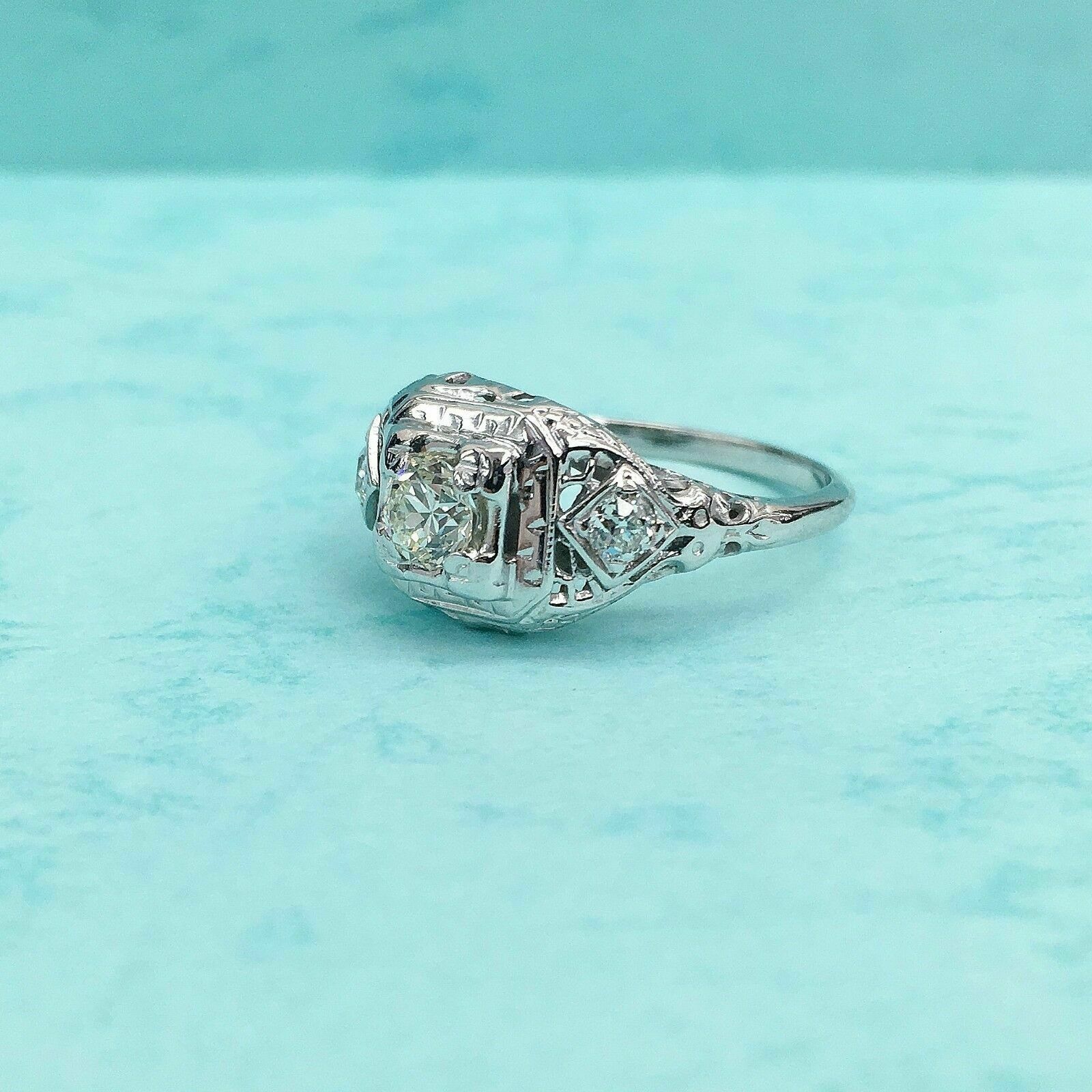 Antique Diamond Wedding Engagement Ring Circa 1950's 0.50 Carat t.w. VS Diamonds