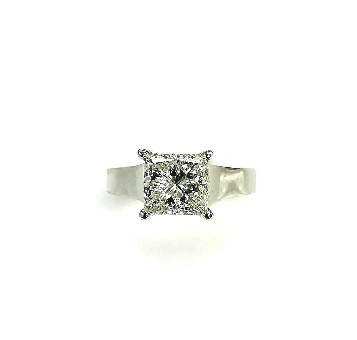 2.13 Carats Princess Cut Diamond Solitaire Wedding Ring EGLUSA $28,400 Appraisal