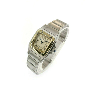 Cartier Santos Galbee Quartz 18K Gold Stainless Steel Watch Ref # 1565 24mm