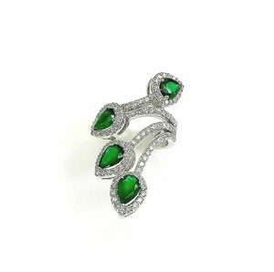 3.73 Carats t.w. Diamond and Emerald Celebration Ring 1.50 Inch Length 14K Gold