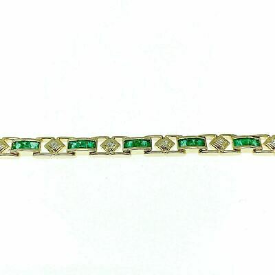 3.45 Carats t.w. Emerald and Asscher Diamond Tennis Bracelet 18K Yellow Gold