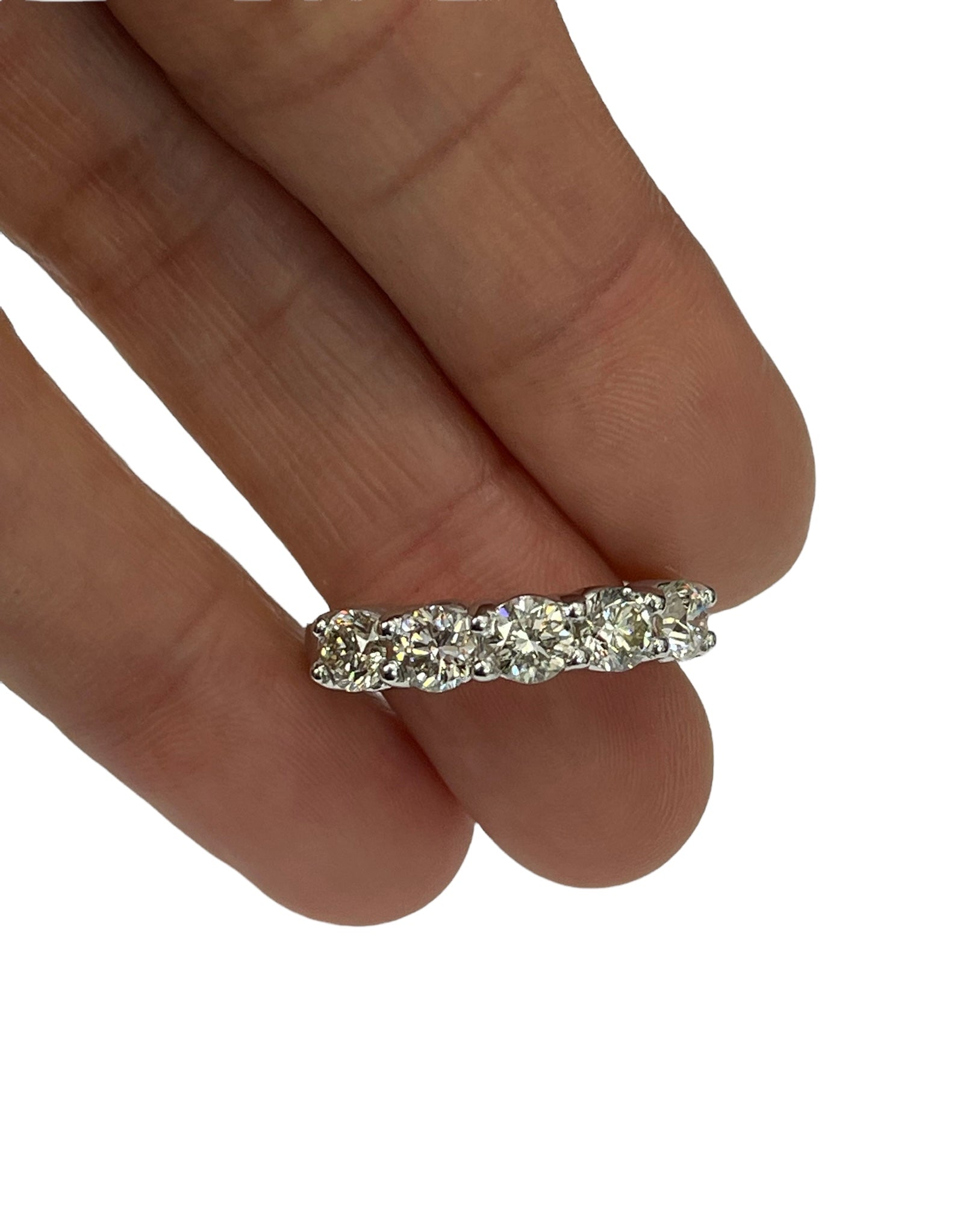 Five Stone Round Brilliants Half Band Diamond Ring