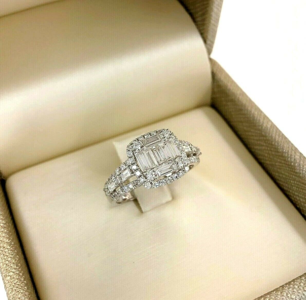 1.03 Carats Diamond Invisible Set Cushion Halo Wedding/Anniversary Ring 18K Gold