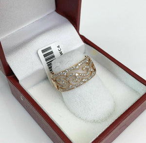 0.93 Carats t.w. Diamond Pave Eternity Ring 18K Rose Gold Brand New 80% Diamonds