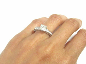 2.32 TCW Princess Cut Diamond Engagement Ring Size 6.75 H SI2 14k White Gold