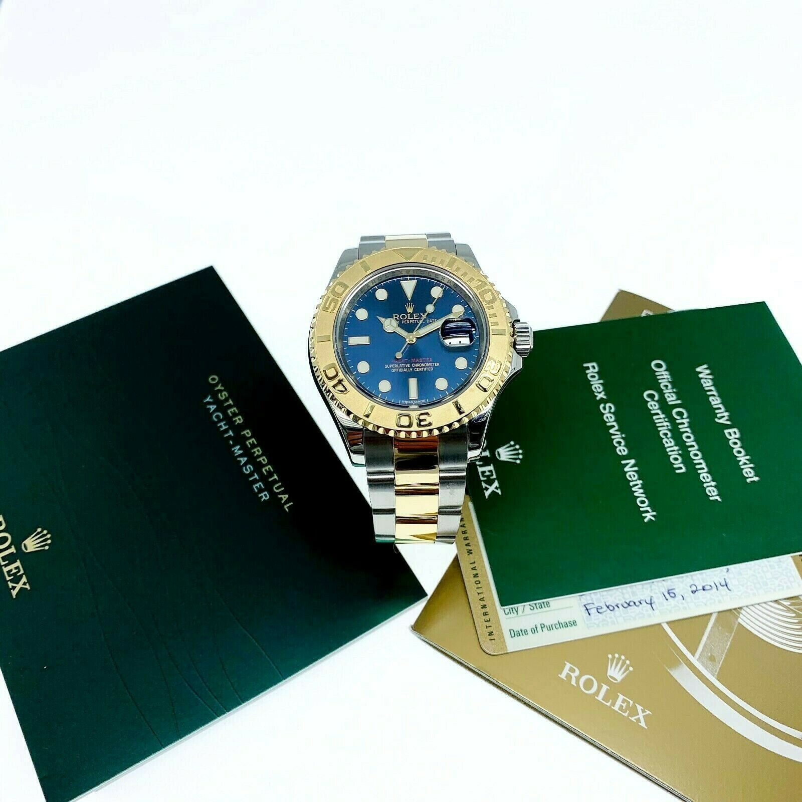 Rolex 40 MM Mens Yacht-Master 18K Gold and Steel Watch Ref # 16623 Box and Card