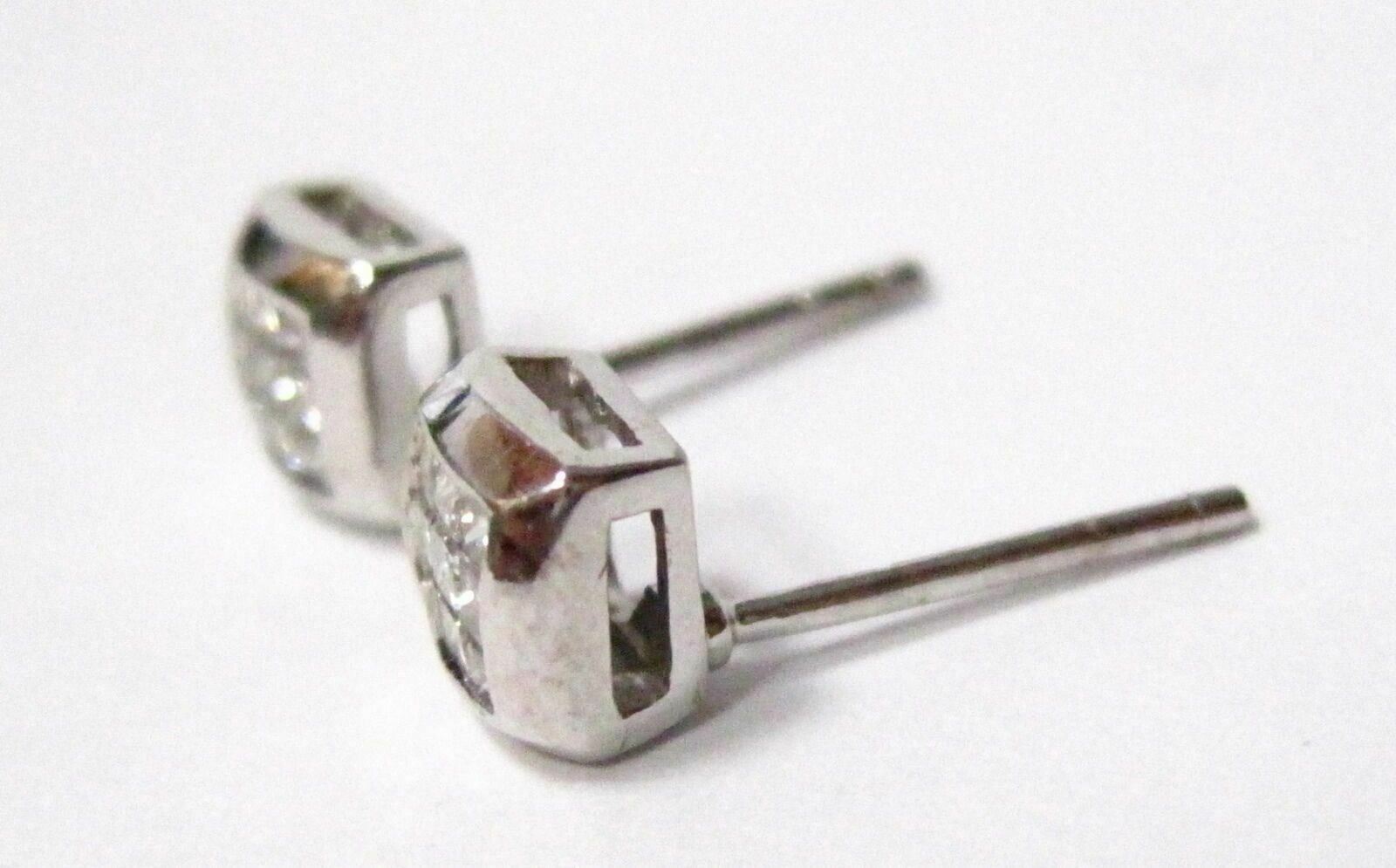 .35 TCW Princess Cut Diamond Illusion Set Earrings Push Back G SI-1 14k Gold