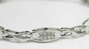 1.12 TCW Princess Cut 2 Row Diamond Bracelet 7.5 Inches 14k Whit Gold