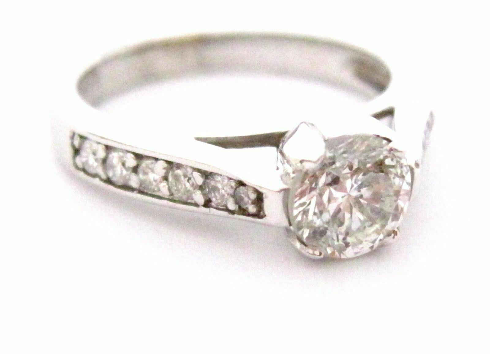 1.27 TCW Round Diamond Solitaire w/ Accents Engagement Ring Size 6.5 G SI1 14k