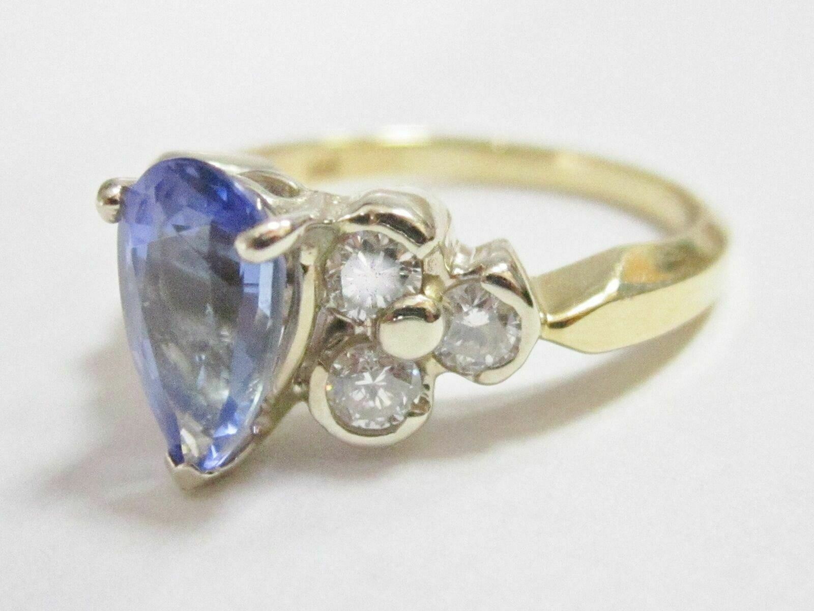 1.94 TCW Natural Pear Tanzanite & Diamond Accents Solitaire Ring Size 6.25