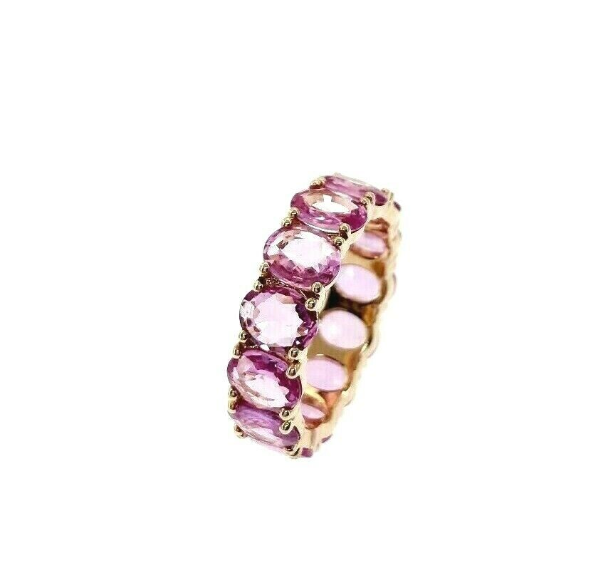 Fine 7.00 Carats t.w. Pink Sapphire Custom Made Eternity Ring 14K Rose Gold