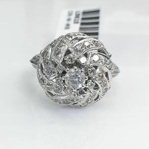 0.98 Carat t.w. Diamond Ballroom Ring 14K Gold 0.60 Inch Diameter