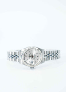 Rolex 26MM Lady Datejust 18 Karat White Stainless Silver Stick Ref # 179174
