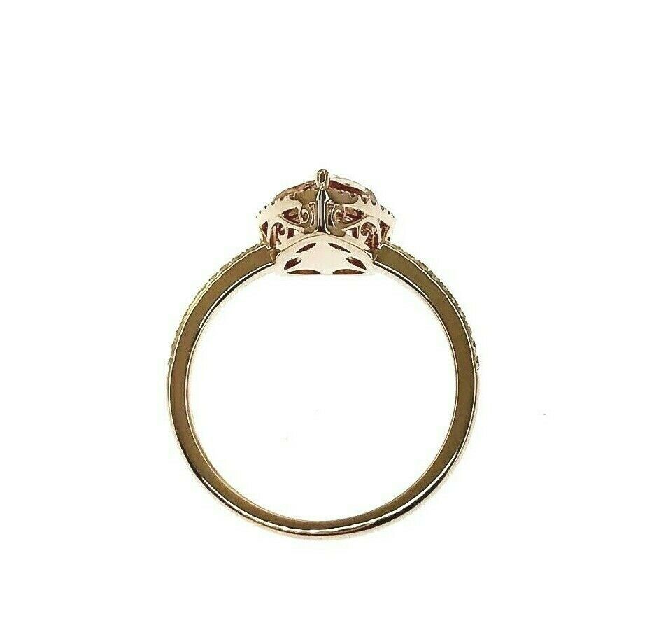 1.65 Carats t.w. Pear Morganite & Diamond Halo Engagement Ring 14K Rose Gold