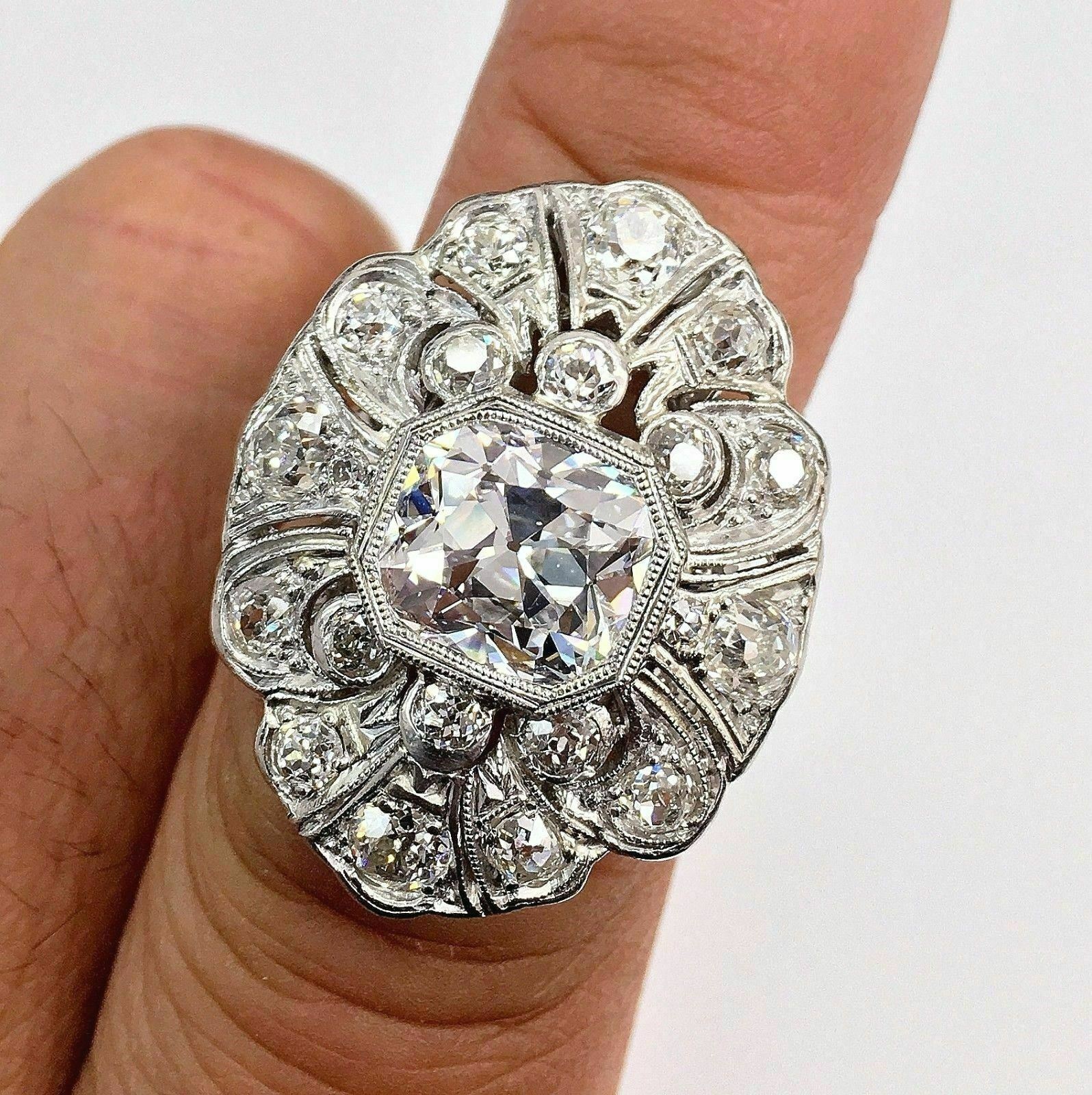 5.84 Carats Antique Old Mine Brilliant TYPE 2 A GIA D VS2 Platinum Ring