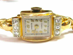 Vintage Women's Kingston Diamond 17 Jewels Yellow Gold Dress Watch Analog 14K YG Vintage Women's Kingston Diamond 17 Jewels Yellow Gold Dress Watch Analog 14K YG