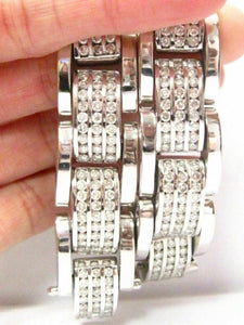 20.10 TCW 3 Rows Round Cut Diamond Men's Fashion Bracelet G-SI-1 14k White Gold