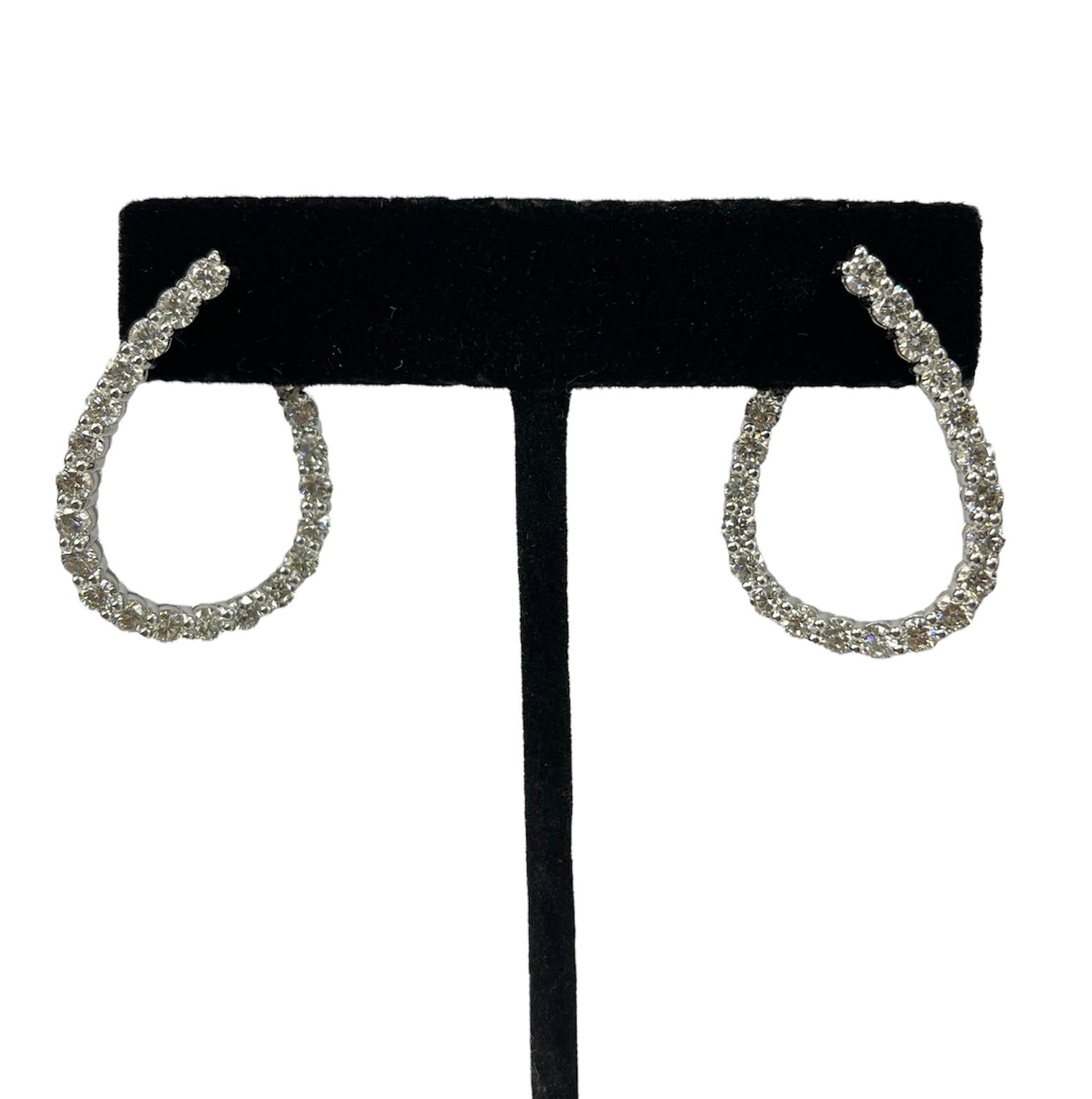Round Brilliants Semi-Oval Twist Hoop Diamond Earrings 3.75 carats
