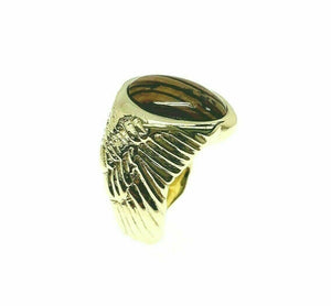 Estate Eagle Wings Chalcedany Mens Ring Solid 14K Yellow Gold 1 oz Solid Gold
