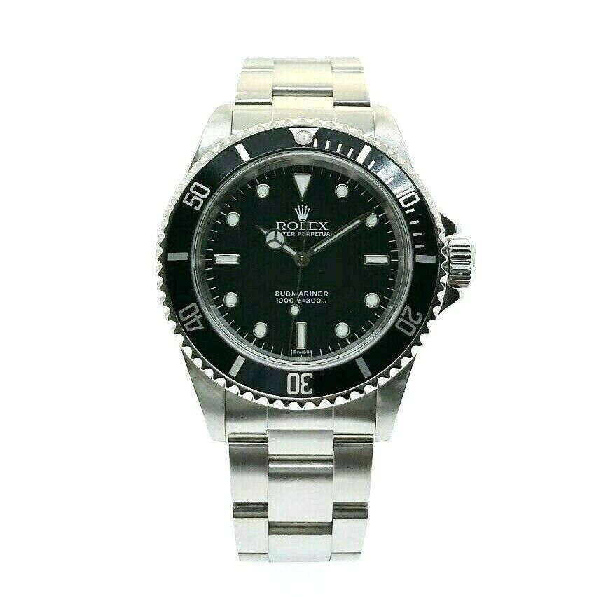 Rolex 40mm Black Submariner No Date Stainless Steel Watch Ref 14060 A Serial