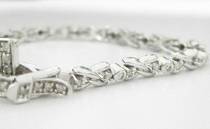 1.12 TCW Square Buckle Eternity Diamond Bracelet G-SI1 7.5" 14k White Gold