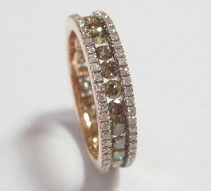 1.82 TCW Natural Fancy Intense Brown Diamond Eternity Ring Size 5 14k Rose Gold