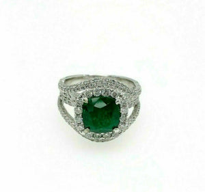 5.00 Carats t.w. Diamond and Emerald Anniverasy Ring Emerald is 3.15 Carats 18K