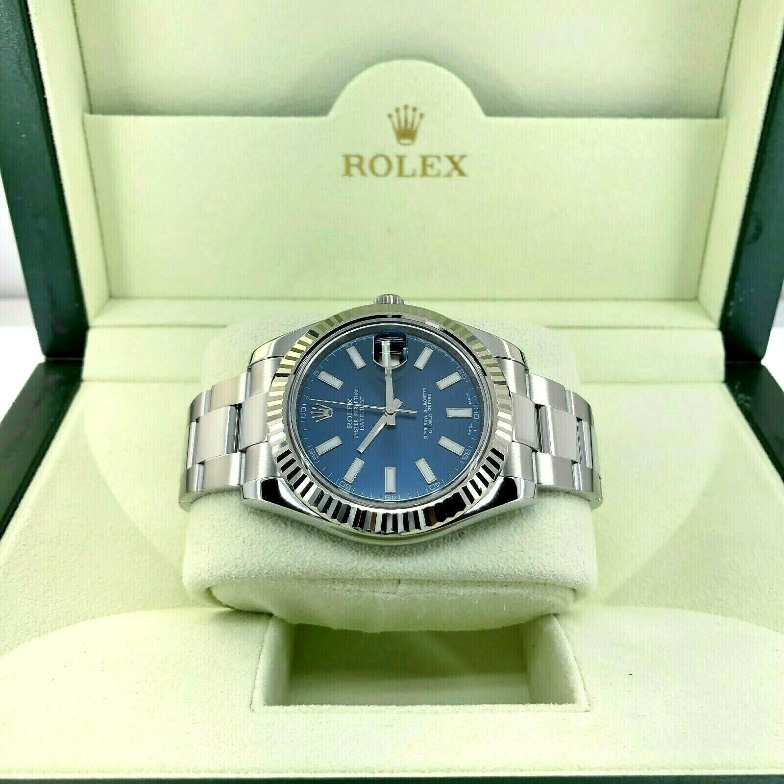 Rolex 41MM Datejust II Watch 18K Gold Fluted Bezel Stainless Steel Ref 116334