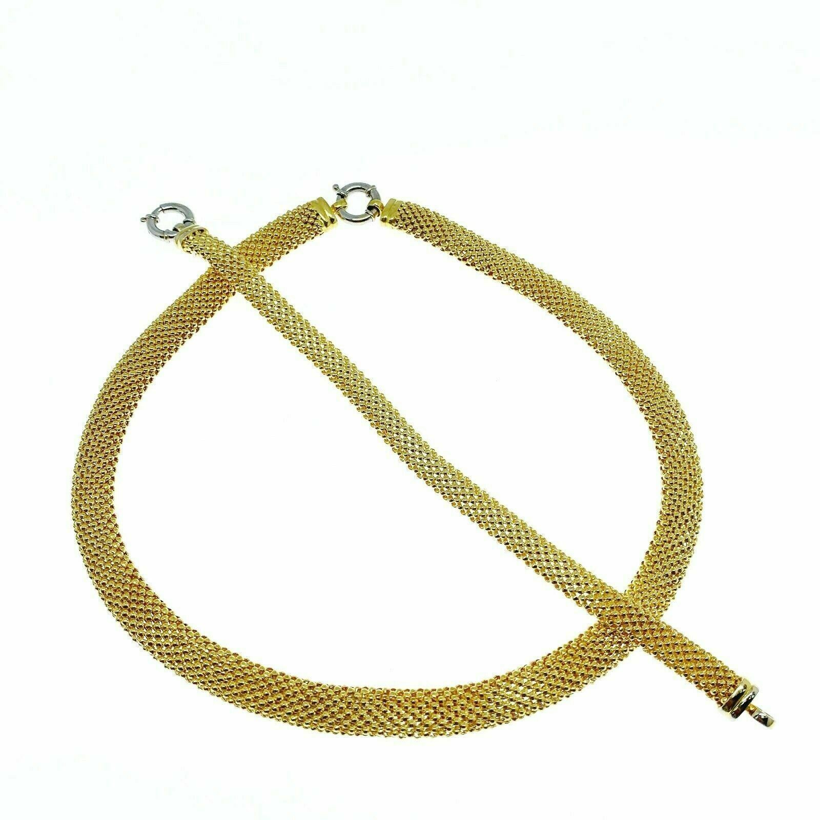 Solid 14K Yellow Gold Basketweave Sapphire Necklace and Bracelet Set 42.1 Grams