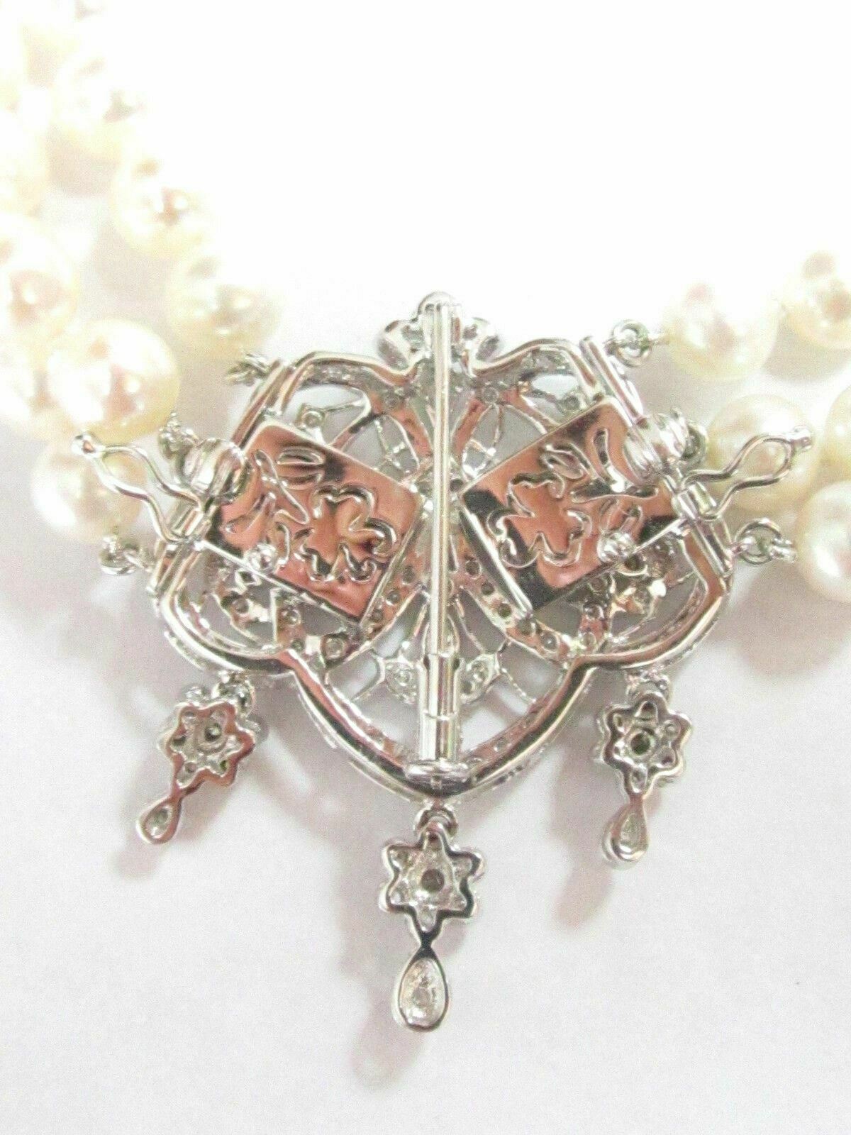 Pearls & Diamonds Detachable Pendant/Brooch Strand/String Necklace 18k 17.5"