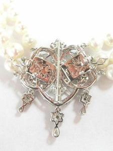 Pearls & Diamonds Detachable Pendant/Brooch Strand/String Necklace 18k 17.5"