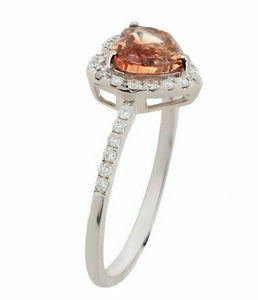 1.27Ct Natural Fancy Fancy Brown Heart Shape Diamond Ring Size 7 14k White Gold