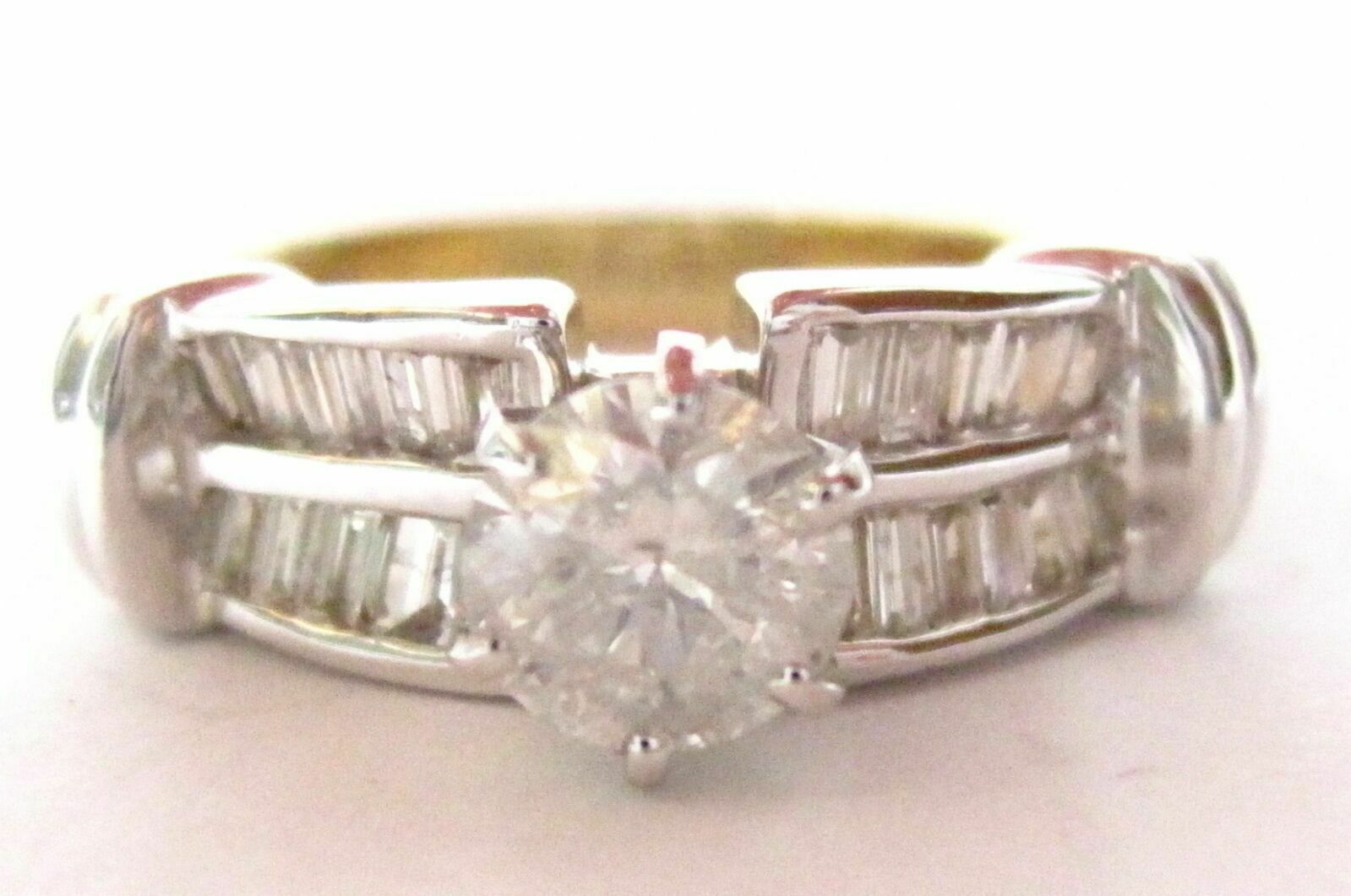 1.32 TCW Round & Baguette Diamonds Anniversary Ring Size 7 G I1 14k Yellow Gold